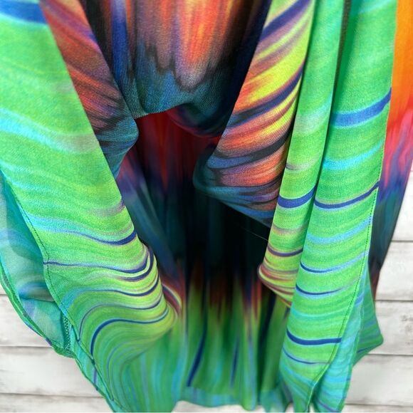 Vince Camuto Mirror Rainbow Chiffon Maxi Skirt Colorful Boho Hippie Sz 2 - Picture 5 of 7